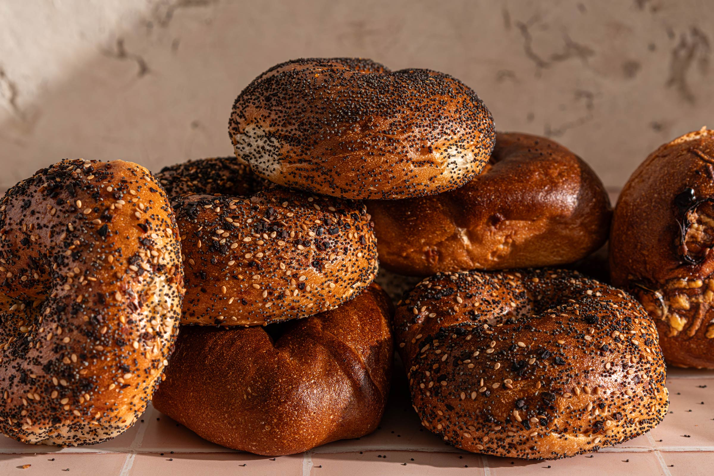 stack of Winston's bagels