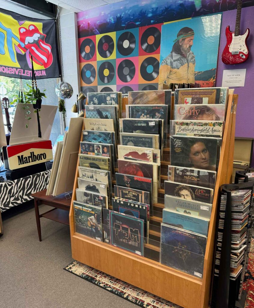 Vinyl record display at Antiques on Second