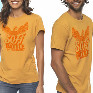 SoFi Battle of the Bands mustard yellow t-shirt