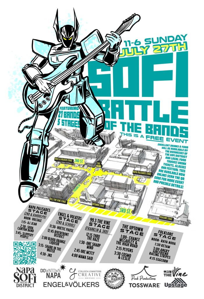 2025 Battle of the Bands poster with band lineup and stages